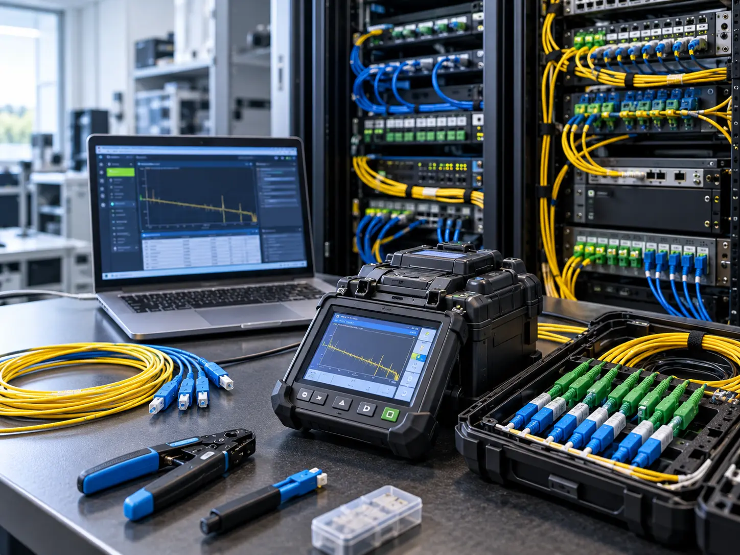 Technicien fibre optique à Clermont-Ferrand avec équipements de diagnostic
