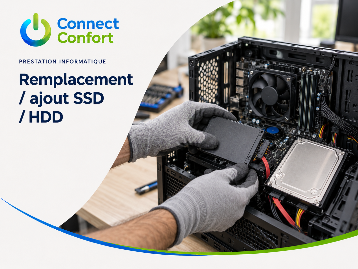 Remplacement ou ajout d’un disque SSD ou HDD à Clermont-Ferrand par Connect Confort